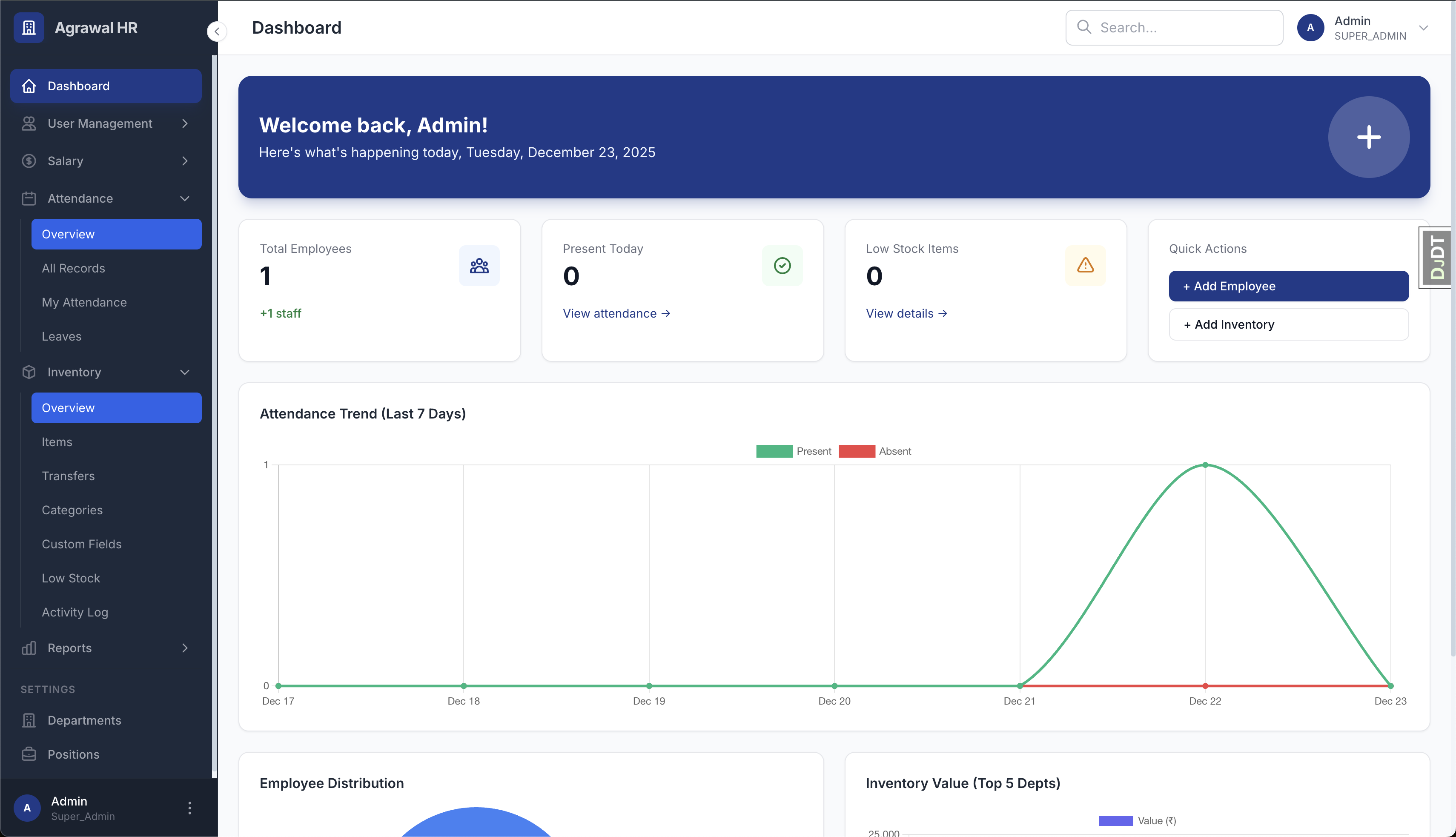 Agrawal HR System with Inventory Management